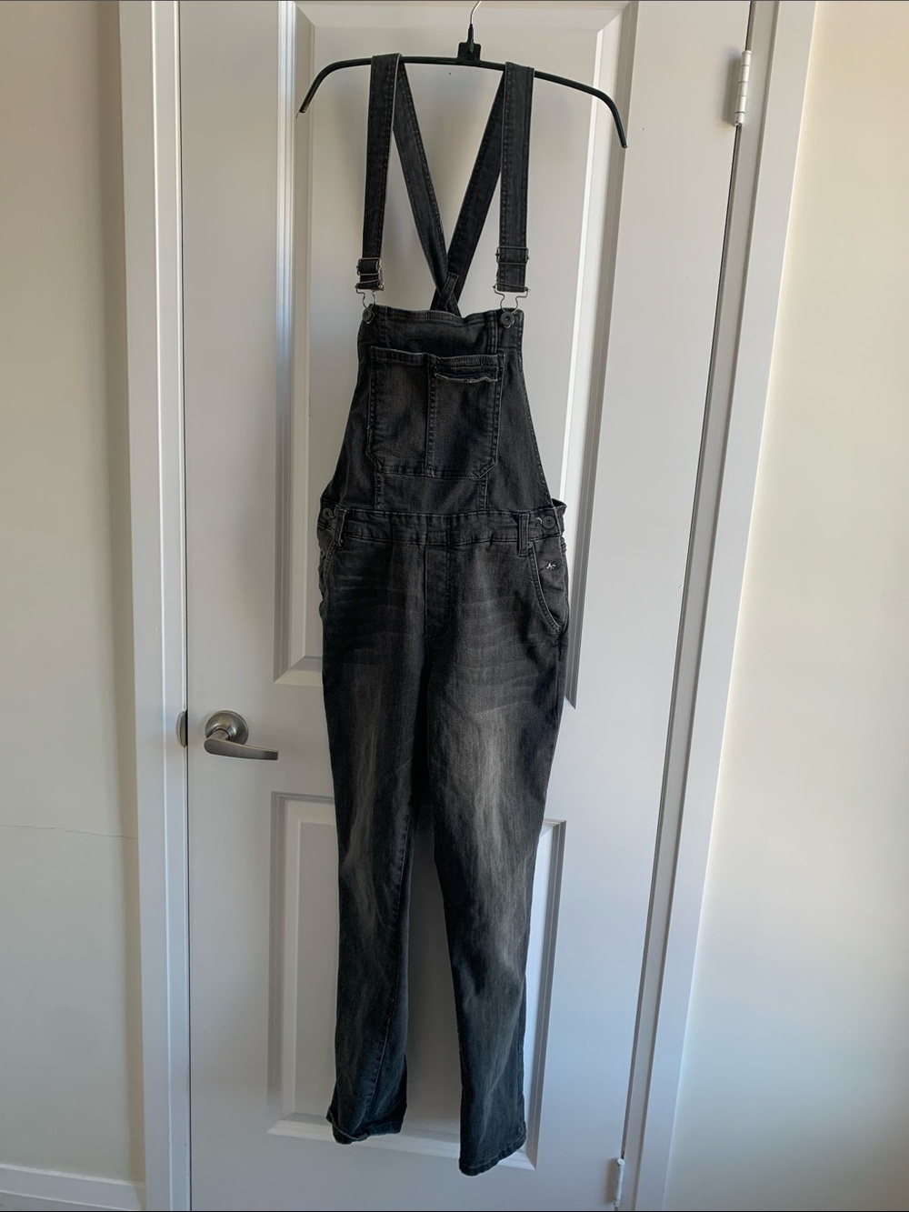 Bethany Mota Black Slim Straight Denim Overalls